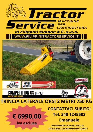 OFFERTA TRINCIA LATERALE ORSI MT. 2 AIO AGRICOLTURA  VENDITA MACCHINE AGRICOLE FILIPPINI TRACTOR SERVICE ATTREZZATURE AGRICOLE TRATTORI  VENETO FENDT ORSI BIO IRRIGAZIONE ROTOLO MACCHINA SEMOVENTE TRINCIATURA ARATURA 